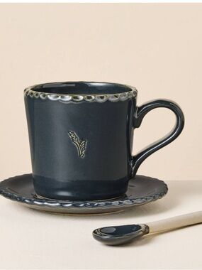 8fl oz Pinched Edge Teacup with Saucer and Spoon Indigo -Hearth & Hand  Magnolia